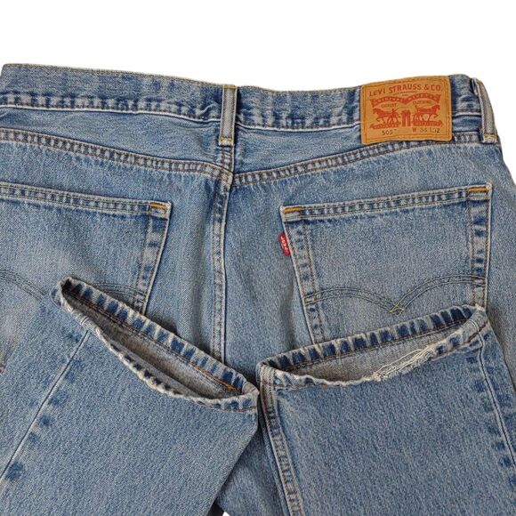 Levi’s 505 36 x 32 Distressed Straight Leg Work Jeans - Picture 3 of 11